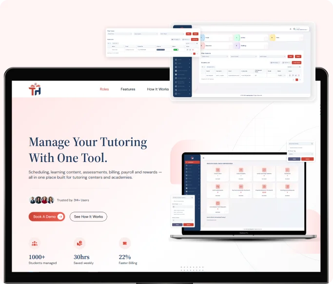Tutor Hub tutoring platform with scheduling, billing, and automated payroll