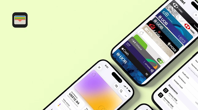 App like Apple Wallet with NFC tap-to-pay and biometric login