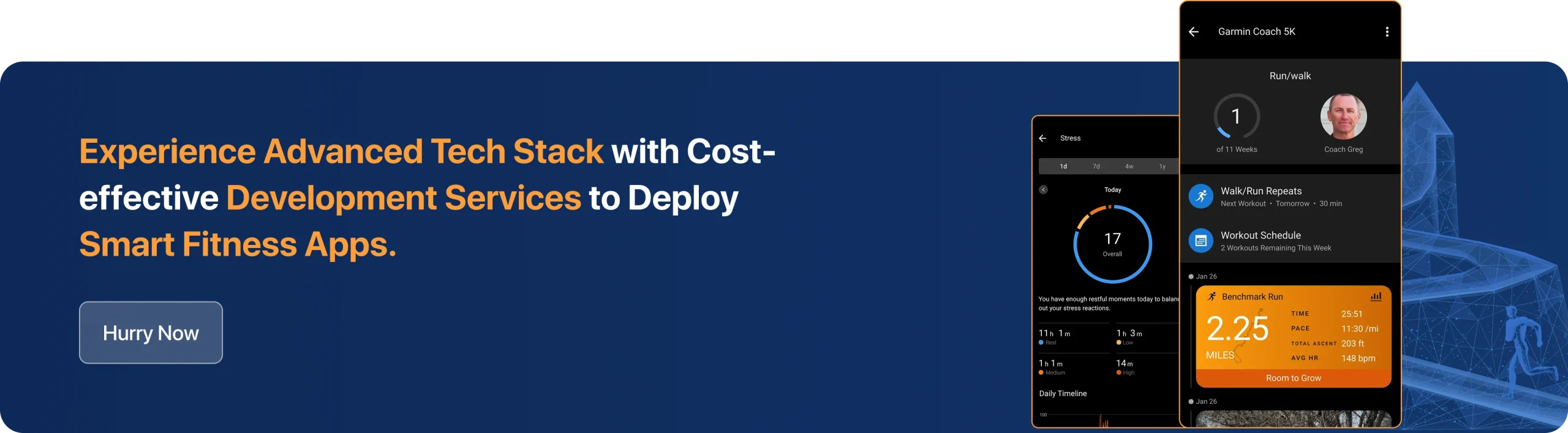 Experience Advanced Tech Stack with Cost-effective Development Services to Deploy Smart Fitness Apps. 