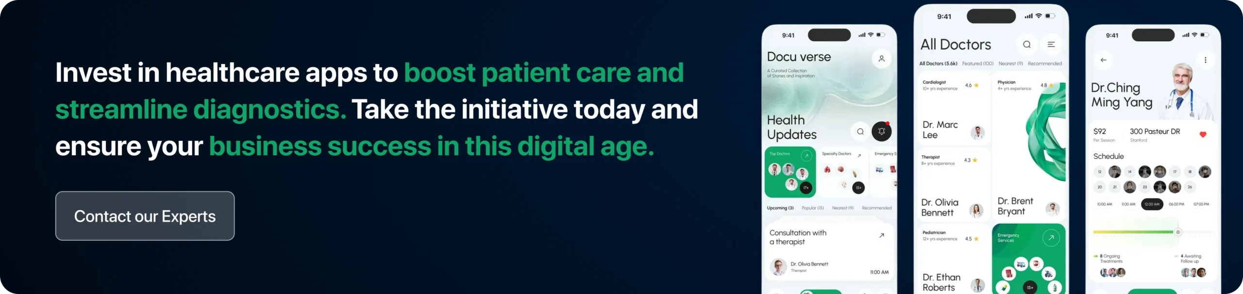 Invest in healthcare apps to boost patient care and streamline diagnostics. Take the initiative today and ensure your business success in this digital age.