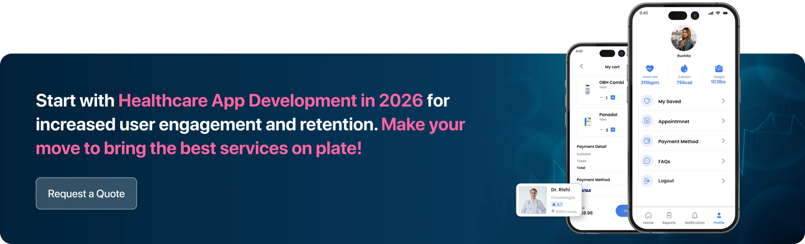 Start with Healthcare App Development in 2026 for increased user engagement and retention. Make your move to bring the best services on plate!