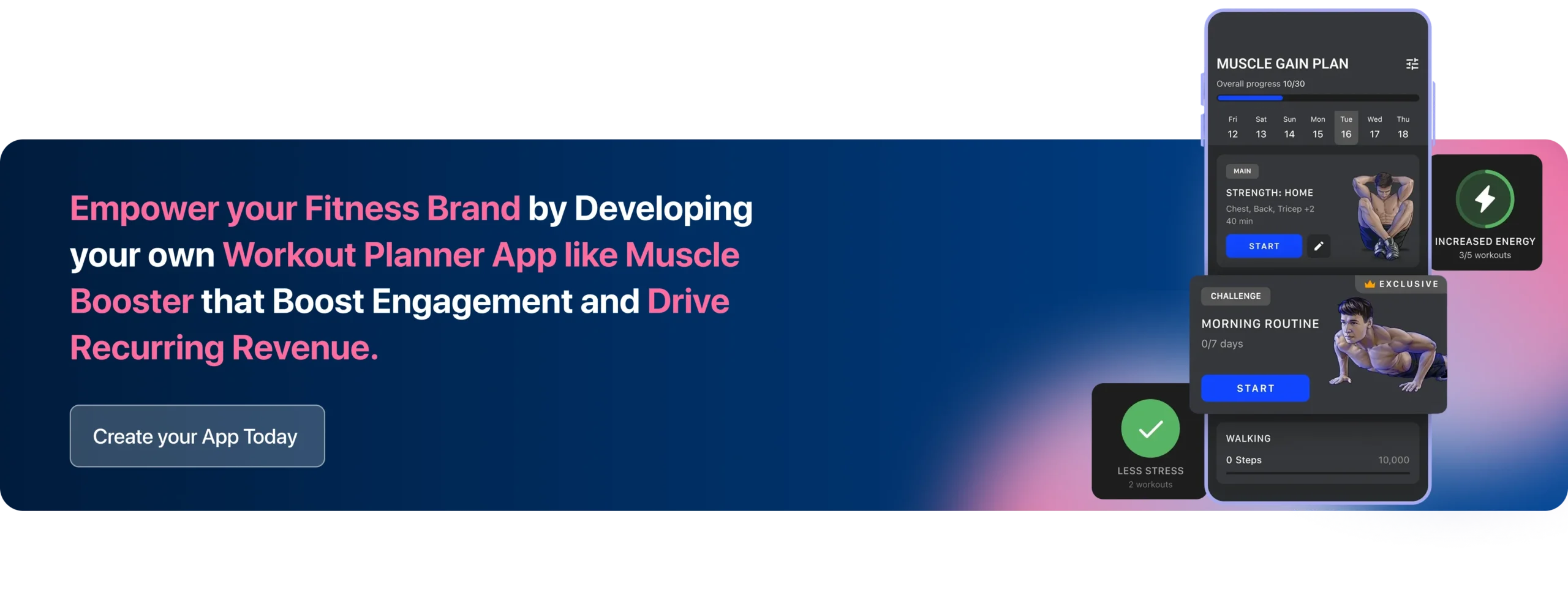 Empower your Fitness Brand by Developing your own Workout Planner App Like Muscle Booster That Boost Engagement and Drive Recurring Revenue.