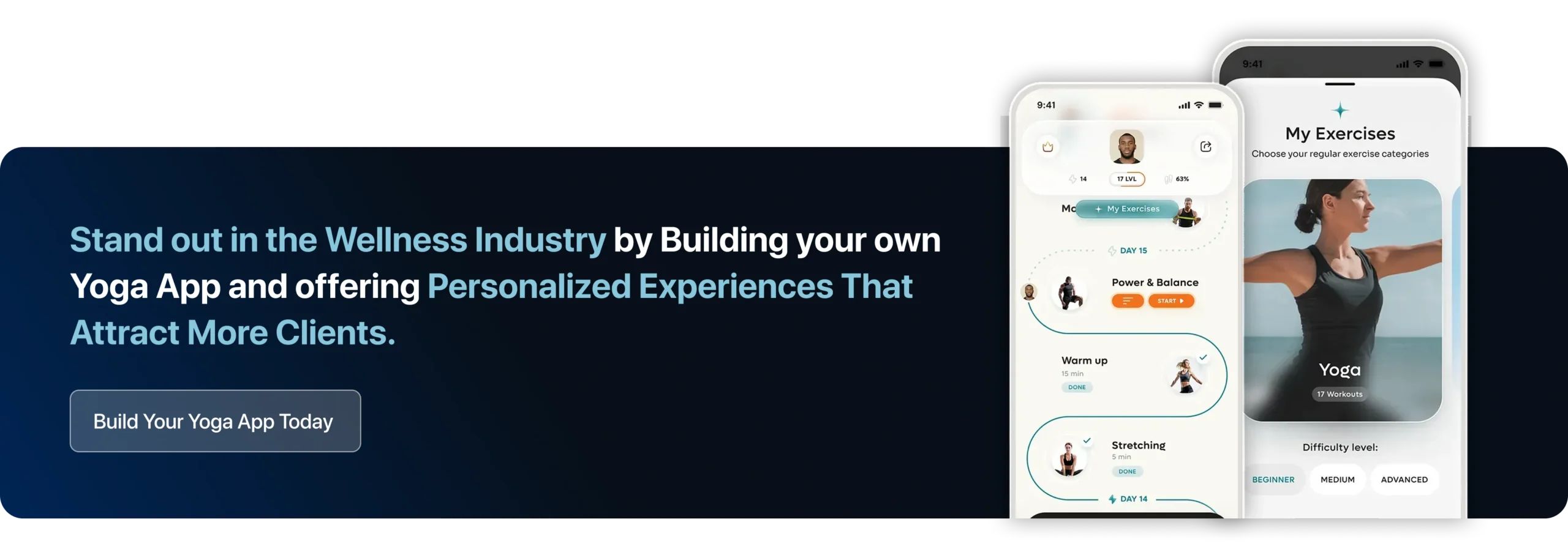 Stand out in the Wellness Industry by Building your own Yoga App and offering Personalized Experiences That Attract More Clients.