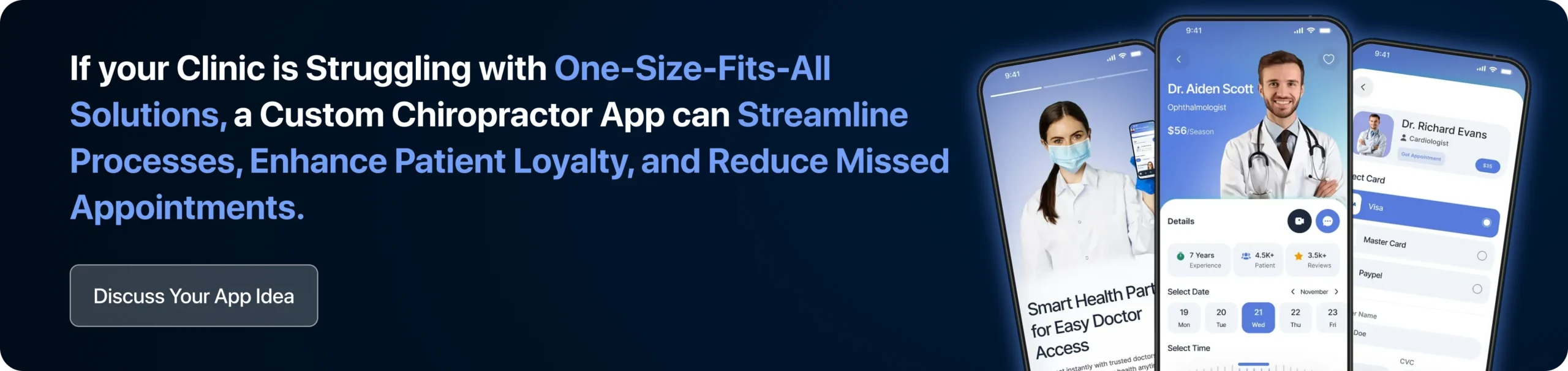 If your Clinic is Struggling with One-Size-Fits-All Solutions, a Custom Chiropractor App can Streamline Processes, Enhance Patient Loyalty, and Reduce Missed Appointments. 