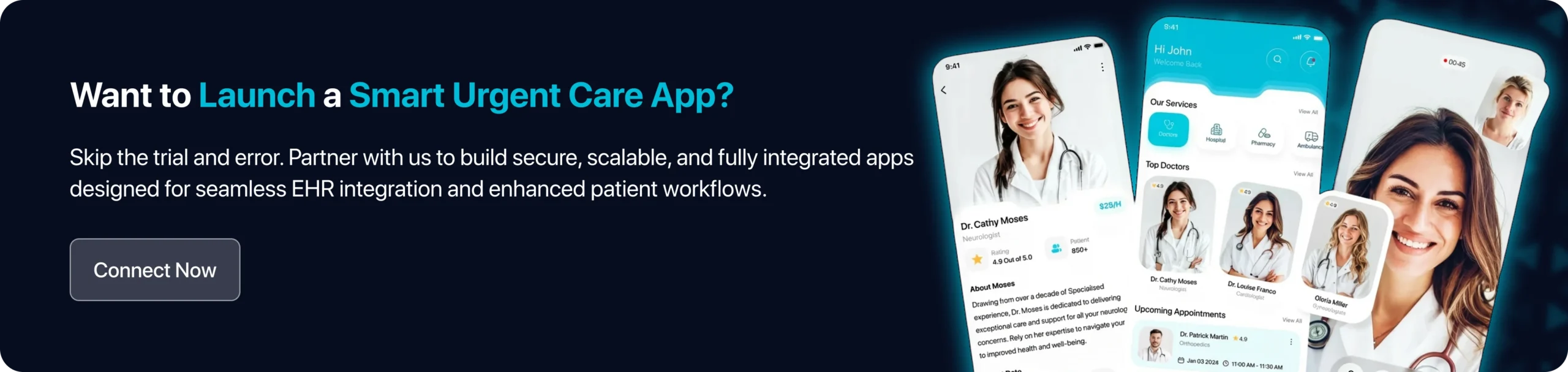 Skip the trial and error. Partner with us to build secure, scalable, and fully integrated apps designed for seamless EHR integration and enhanced patient workflows.