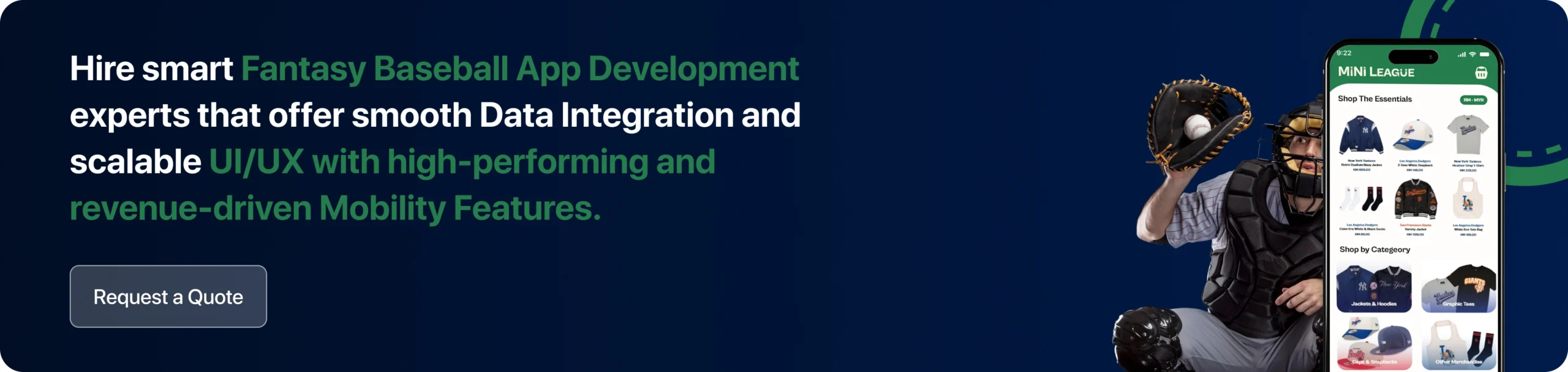 Hire smart Fantasy Baseball App Development experts that offer smooth Data Integration and scalable UI/UX with high-performing and revenue-driven Mobility Features.