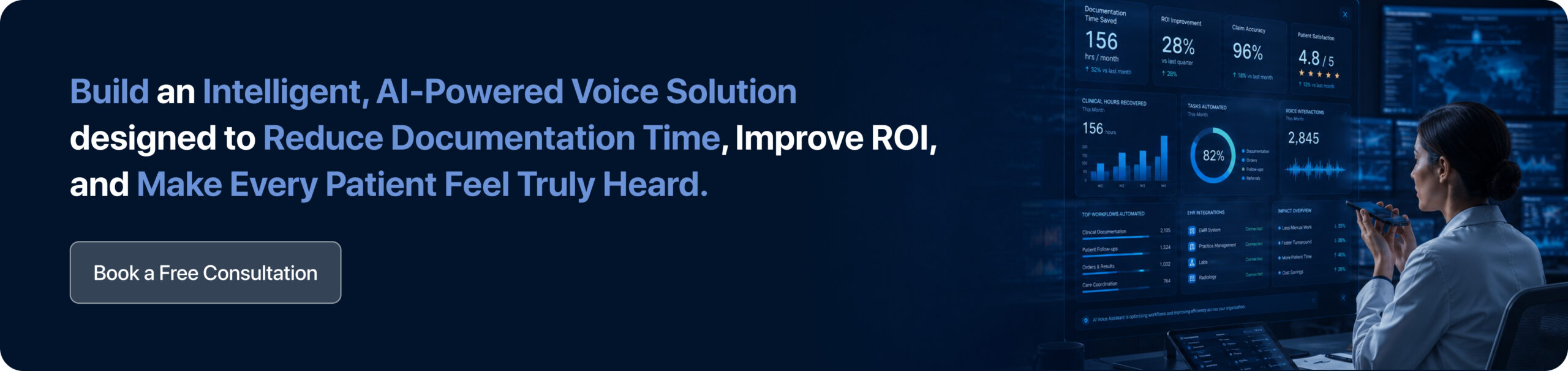 Build an Intelligent, AI-Powered Voice Solution designed to Reduce Documentation Time, Improve ROI, and Make Every Patient Feel Truly Heard. 